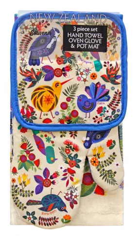 Retro Birds Cotton Kitchen Set