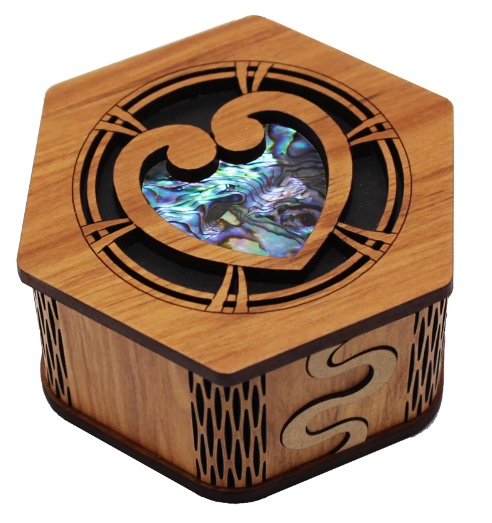 Hexagonal Box - Paua Heart