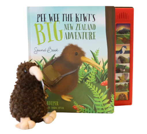 Pee Wee the Kiwi's Big NZ Adventure with a free kiwi soft toy