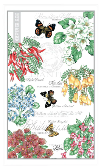 NZ Flowers Tea Towel